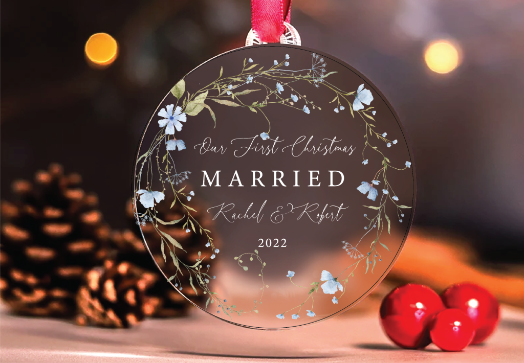 first christmas married ornament with picture